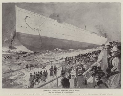 Lancering van de Oceanic, het Grootste Schip dat Drijft, in Belfast door Henry Charles Seppings Wright